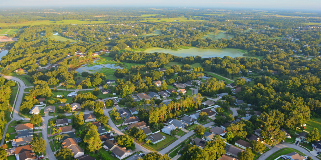 Zephyrhills and Wesley Chapel Florida Neighborhood Aerial from Canva Pro
